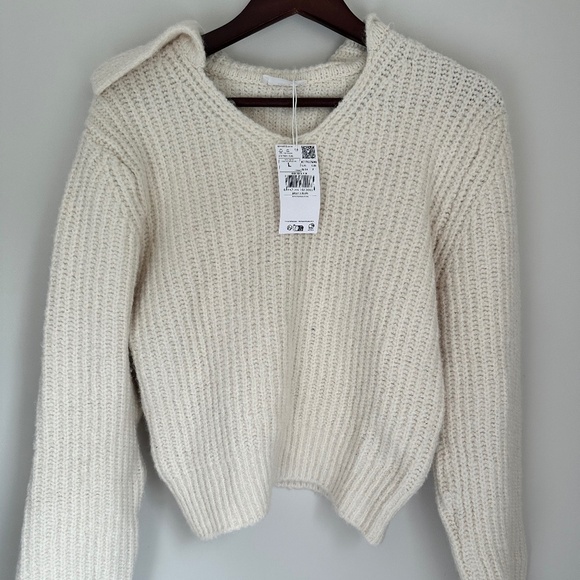 MANGO Teen Cream Collared Sweater — Size Large - Picture 1 of 5